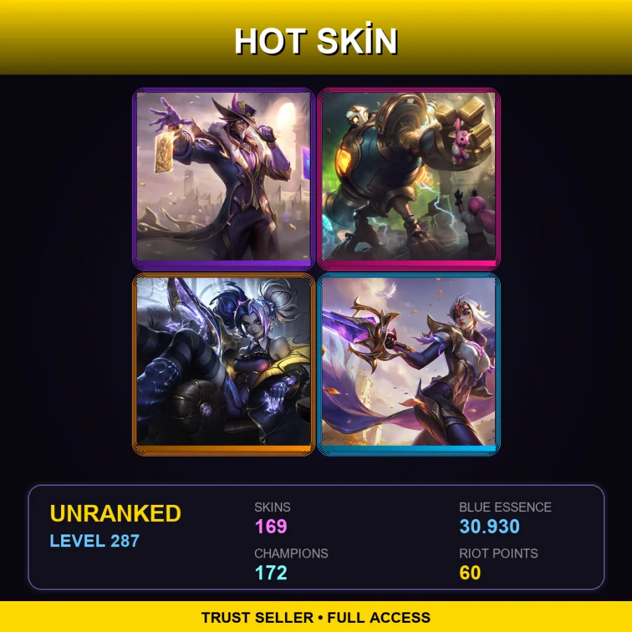 TR | Lv287 | Unranked | 169 Skin | 172 Champ — Dunkmaster Darius