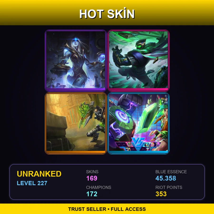SG | Lv227 | Unranked | 169 Skin | 172 Champ — LoL account