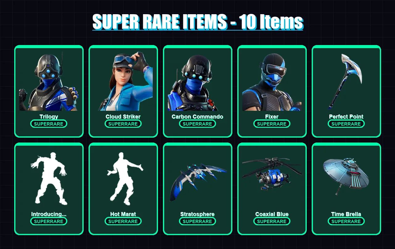 [PS4/PS5/XBOX/PC] | Trilogy | Cloud Striker | Carbon Commando | Fixer | Singularity | 89 skin | 109 pickaxe | 86 emote | 104 glider | Lv2025