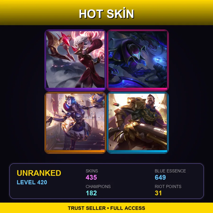 VN | Lv420 | Unranked | 435 Skin | 182 Champ