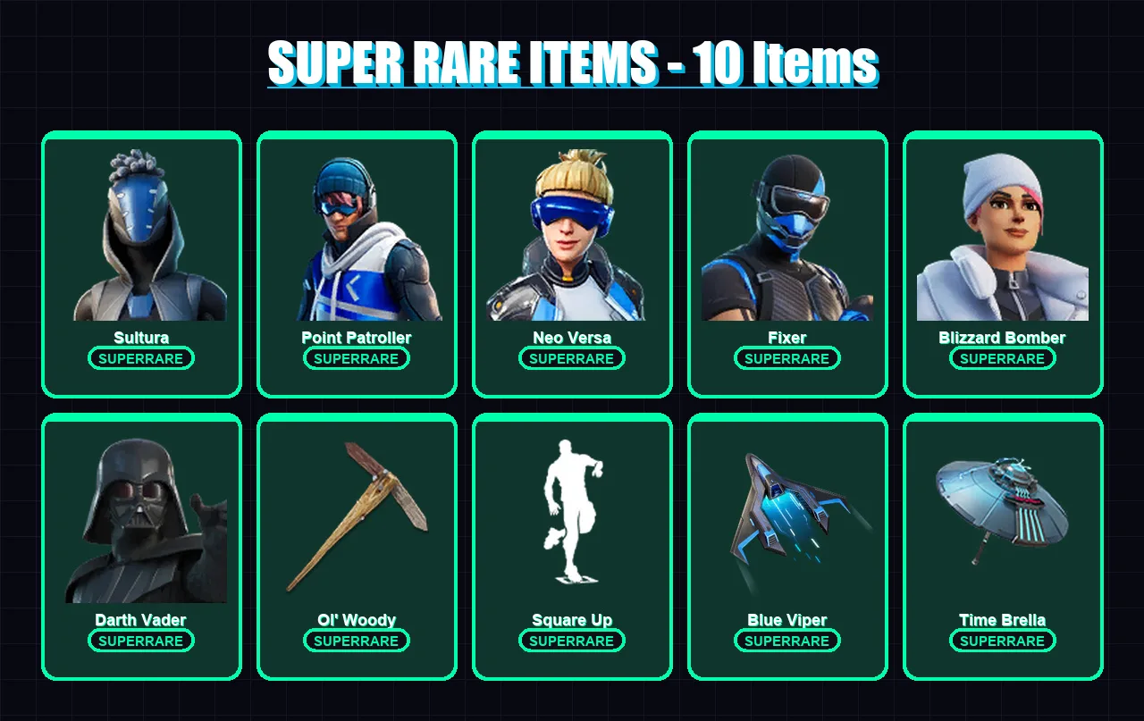 [PS4/PS5/XBOX/PC] | Sultura | Point Patroller | Neo Versa | Fixer | Blizzard Bomber | 269 skin | 313 pickaxe | 234 emote | 255 glider | Lv4586 — Fortnite account