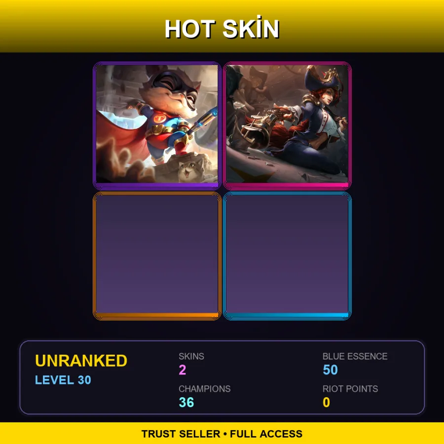 BR | Super Teemo | Waterloo Miss Fortune | 2 Skin | 36 Champ | Lv30