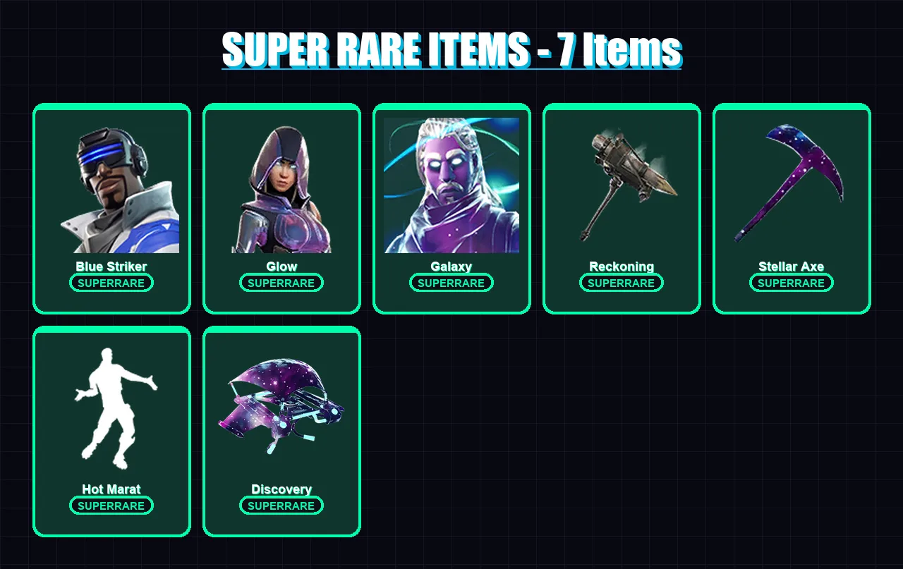 [PC/XBOX] | Blue Striker | Glow | Galaxy | Zenith | Drift | 71 skin | 58 pickaxe | 61 emote | 51 glider | Lv558 — Fortnite account