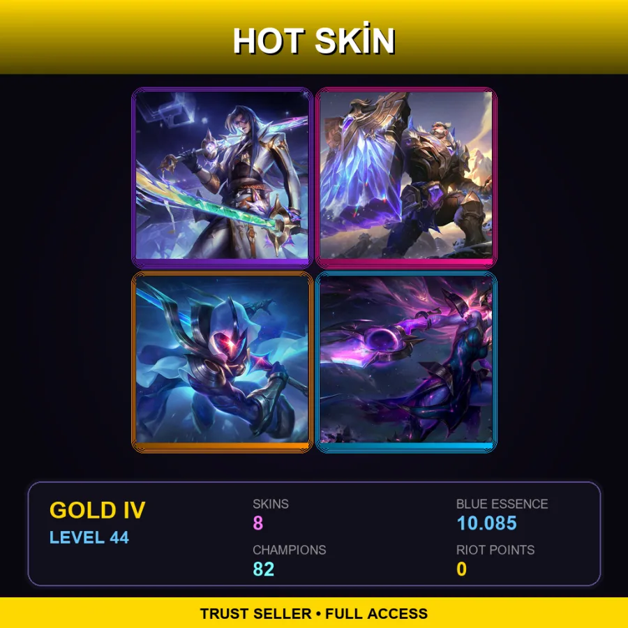 KR | Lv44 | Gold IV | 8 Skin | 82 Champ — LoL account