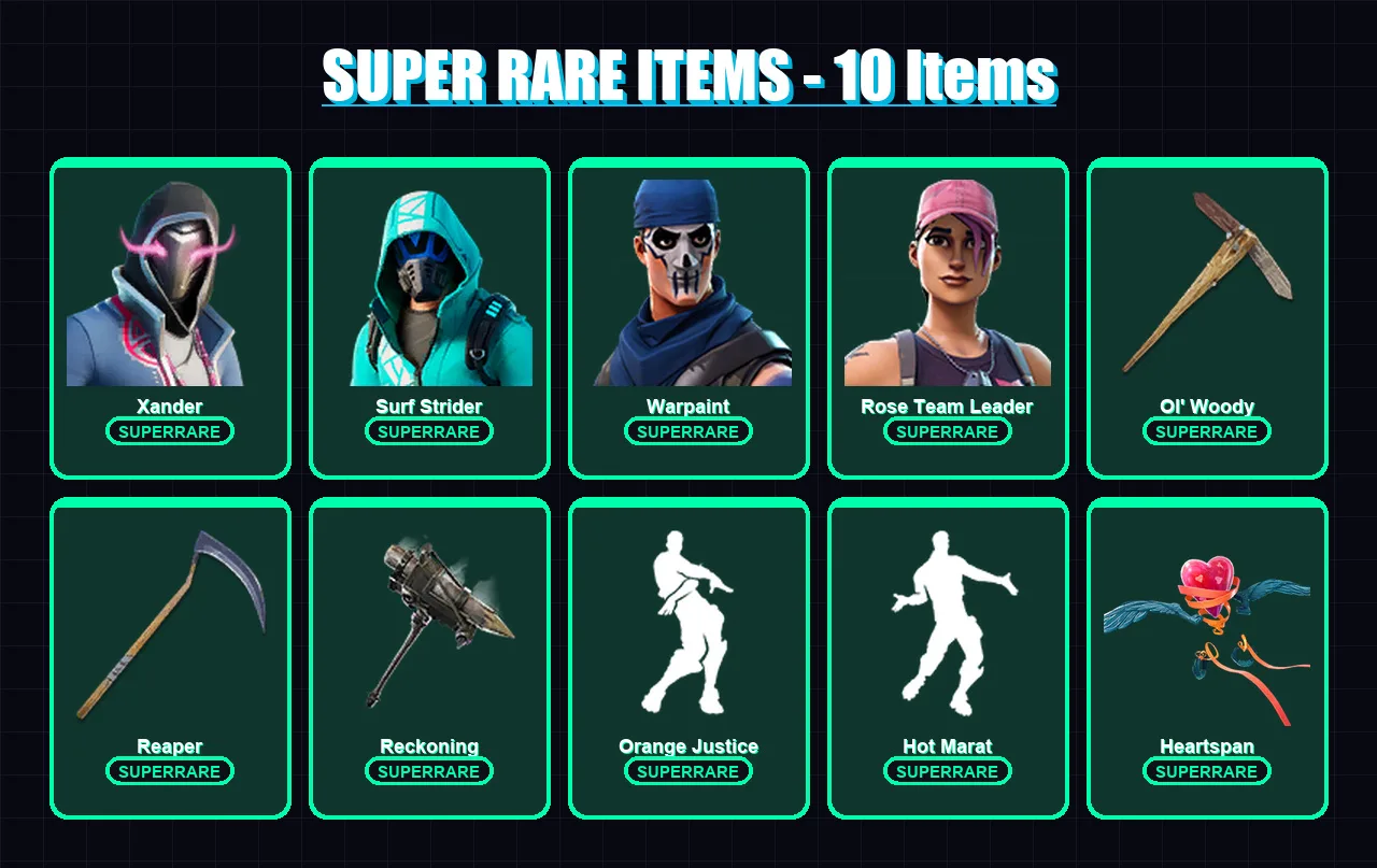 [PC/XBOX] | Xander | Surf Strider | Warpaint | Rose Team Leader | Carbide | 173 skin | 161 pickaxe | 128 emote | 149 glider | Lv2313