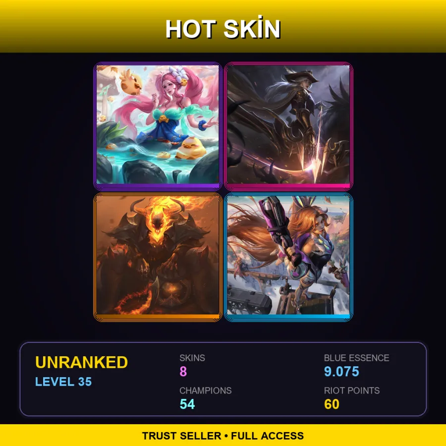 EUW | Lv35 | Unranked | 8 Skin | 54 Champ