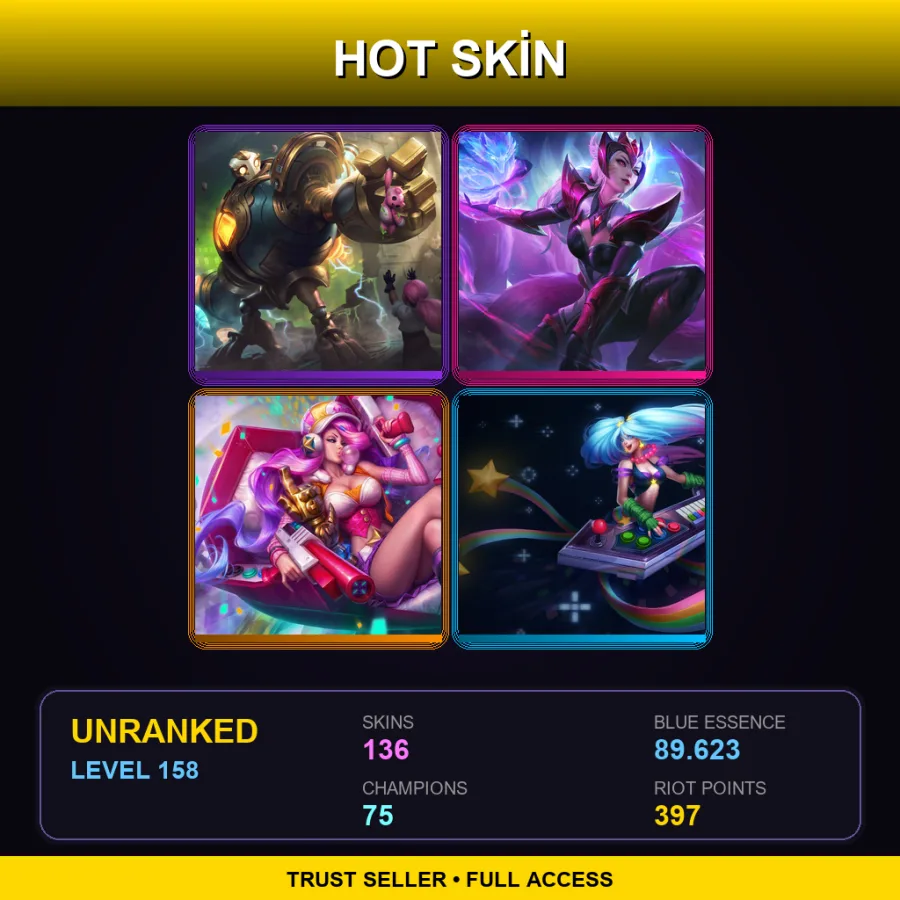 NA | Lv158 | Unranked | 136 Skin | 75 Champ