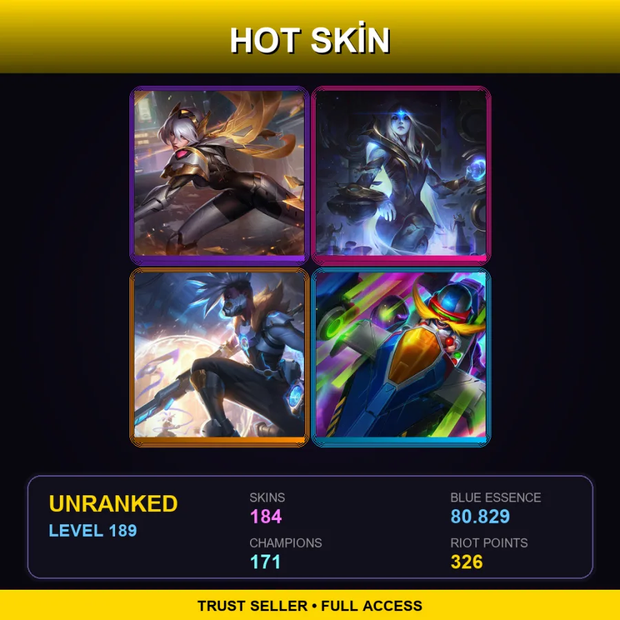 EUW | Lv189 | Unranked | 184 Skin | 171 Champ