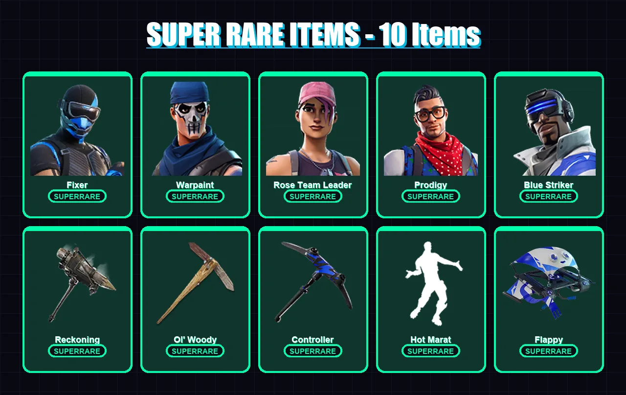 [PS4/PS5/XBOX/PC] | Fixer | Warpaint | Rose Team Leader | Prodigy | Blue Striker | 95 skin | 100 pickaxe | 99 emote | 83 glider | Lv1150 — Fortnite account