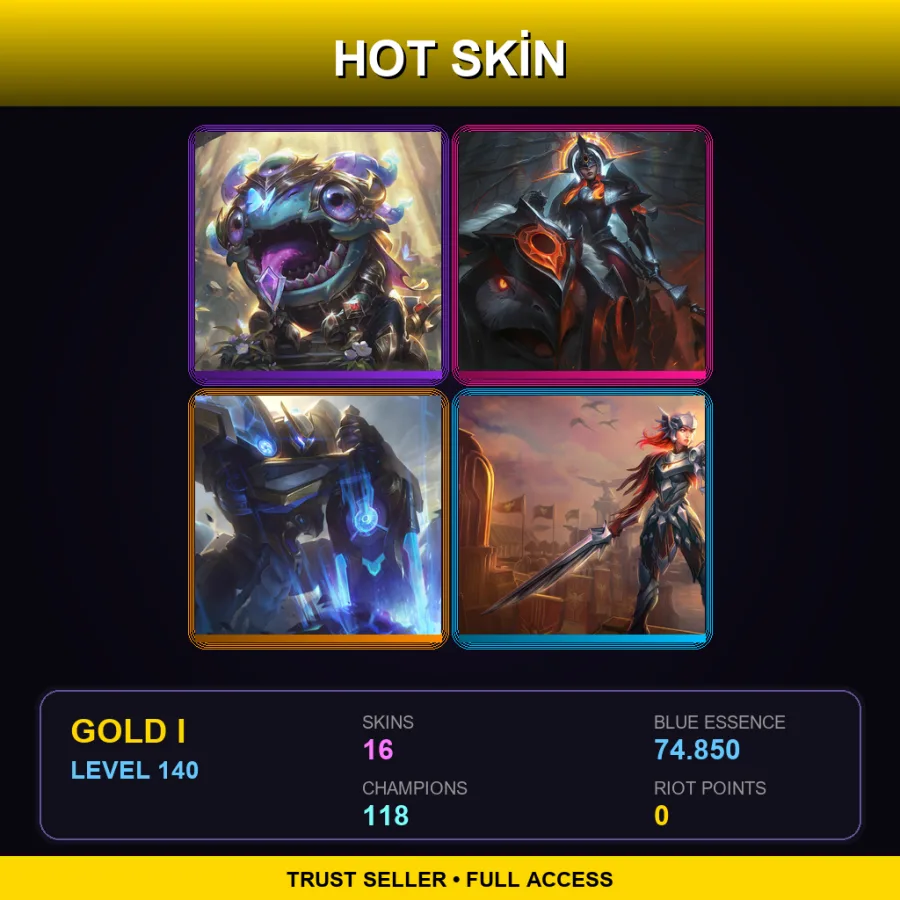 NA | Lv140 | Gold I | 16 Skin | 118 Champ