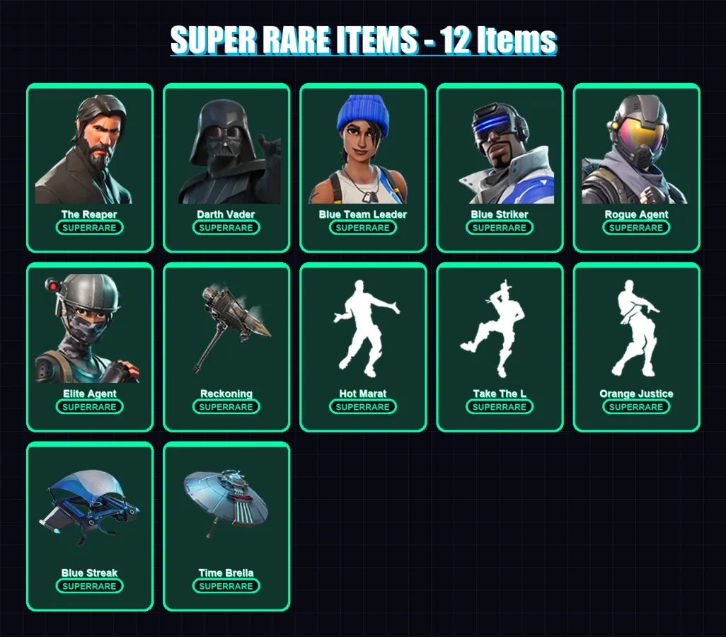 [PC/XBOX] | The Reaper | Darth Vader | Blue Team Leader | Blue Striker | Rogue Agent | 108 skin | 132 pickaxe | 105 emote | 127 glider | Lv1635