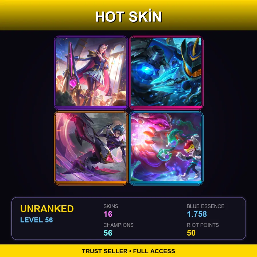 LAN | Lv56 | Unranked | 16 Skin | 56 Champ