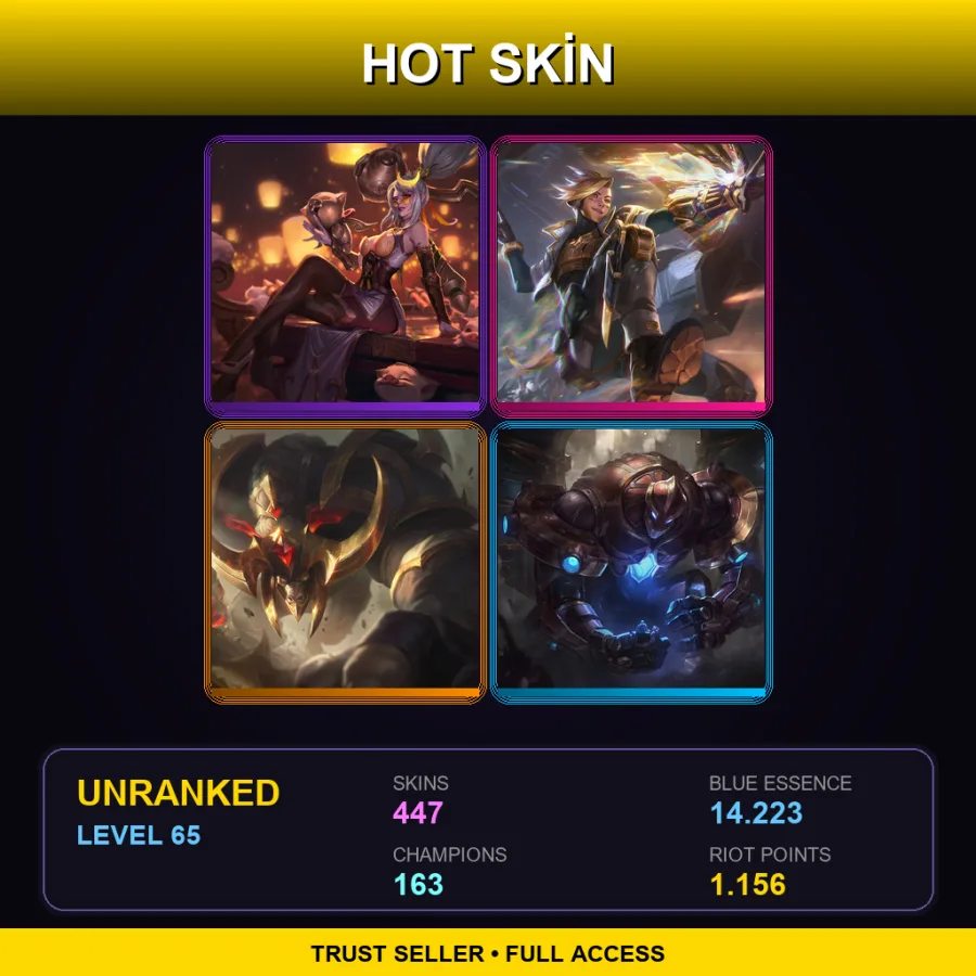 SG | Lv65 | Unranked | 447 Skin | 163 Champ