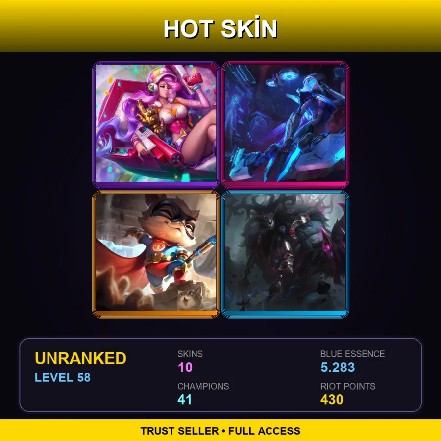 EUW | Lv58 | Unranked | 10 Skin | 41 Champ — LoL account