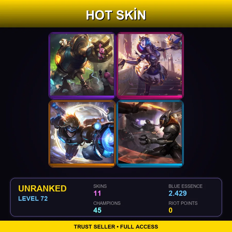 LAS | Lv72 | Unranked | 11 Skin | 45 Champ