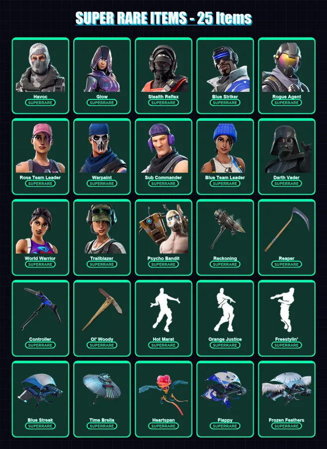 [PC/XBOX/PSN] | Havoc | Glow | Stealth Reflex | Blue Striker | Rogue Agent | 167 skin | 144 pickaxe | 139 emote | 137 glider | Lv2167 — Fortnite account