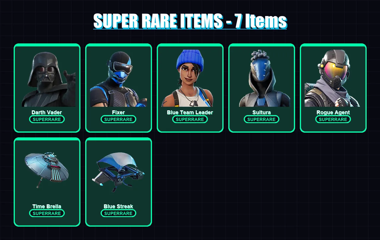 [PS4/PS5/PC] | Darth Vader | Fixer | Blue Team Leader | Sultura | Rogue Agent | 86 skin | 115 pickaxe | 85 emote | 120 glider | Lv1766