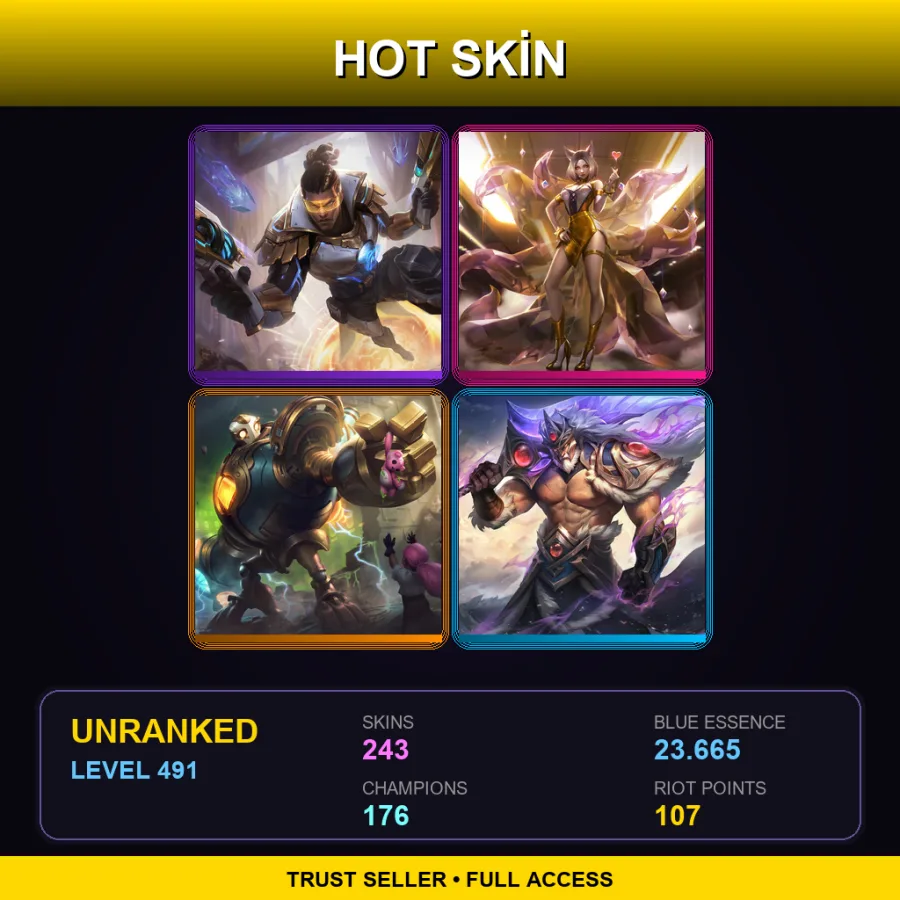 LAS | Lv491 | Unranked | 243 Skin | 176 Champ — Cosmic Charger Hecarim
