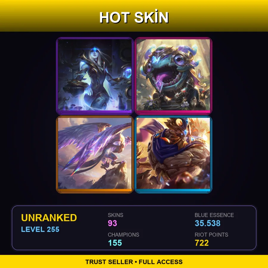 TR | Lv255 | Unranked | 93 Skin | 155 Champ — Jade Fang Cassiopeia