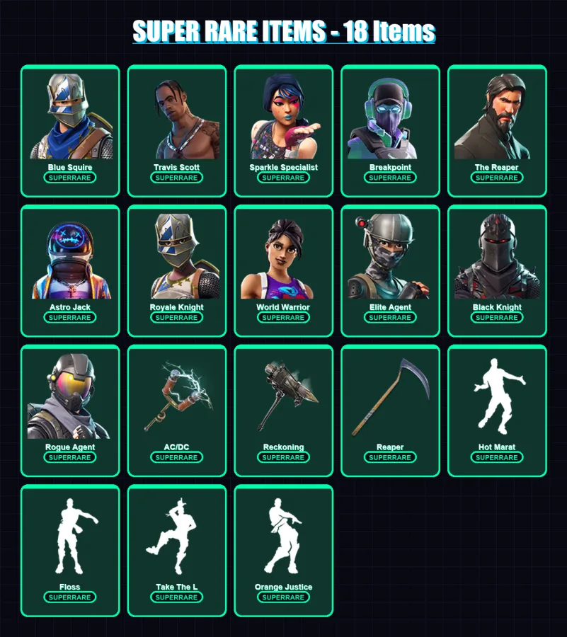 [PC/XBOX/PSN] | Blue Squire | Travis Scott | Sparkle Specialist | Breakpoint | The Reaper | 115 skin | 76 pickaxe | 106 emote | 90 glider | Lv1263 — Fortnite account