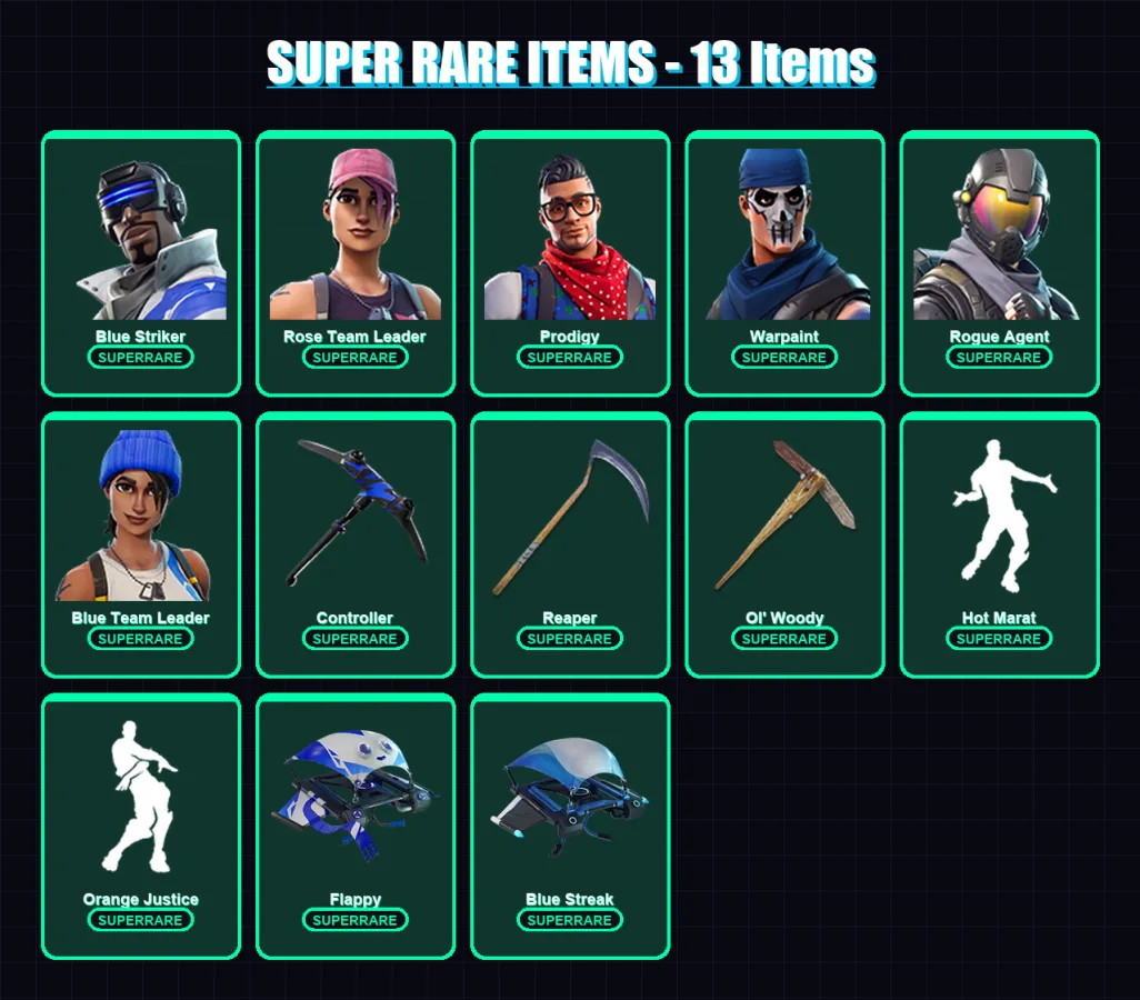 [PS4/PS5/XBOX/PC] | Blue Striker | Rose Team Leader | Prodigy | Warpaint | Rogue Agent | 41 skin | 23 pickaxe | 30 emote | 26 glider | Lv242 — Fortnite account