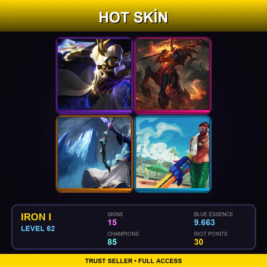 EUNE | Lv62 | Iron I | 15 Skin | 85 Champ