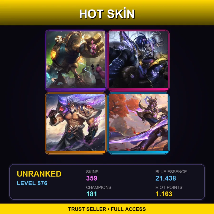 BR | Lv576 | Unranked | 359 Skin | 181 Champ — LoL account