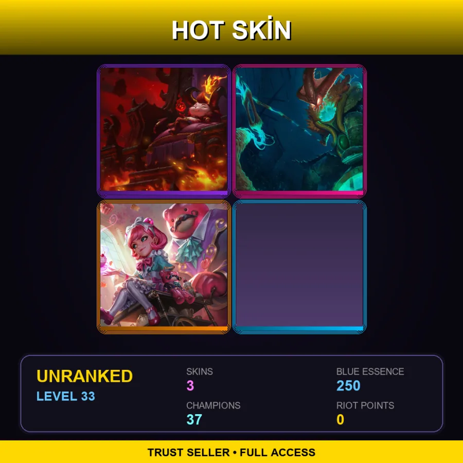 EUW | Little Devil Teemo | Deep Terror Thresh | Cafe Cuties Annie | 3 Skin | 37 Champ | Lv33 — LoL account