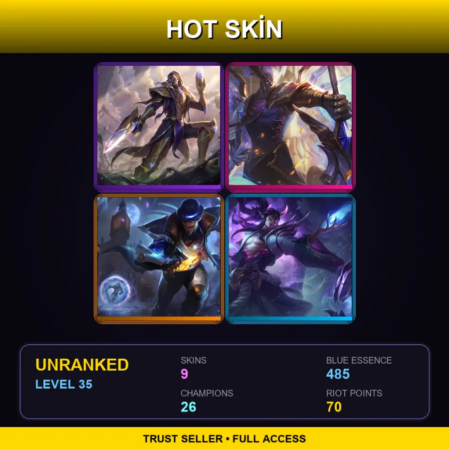 TR | Lv35 | Unranked | 9 Skin | 26 Champ — LoL account