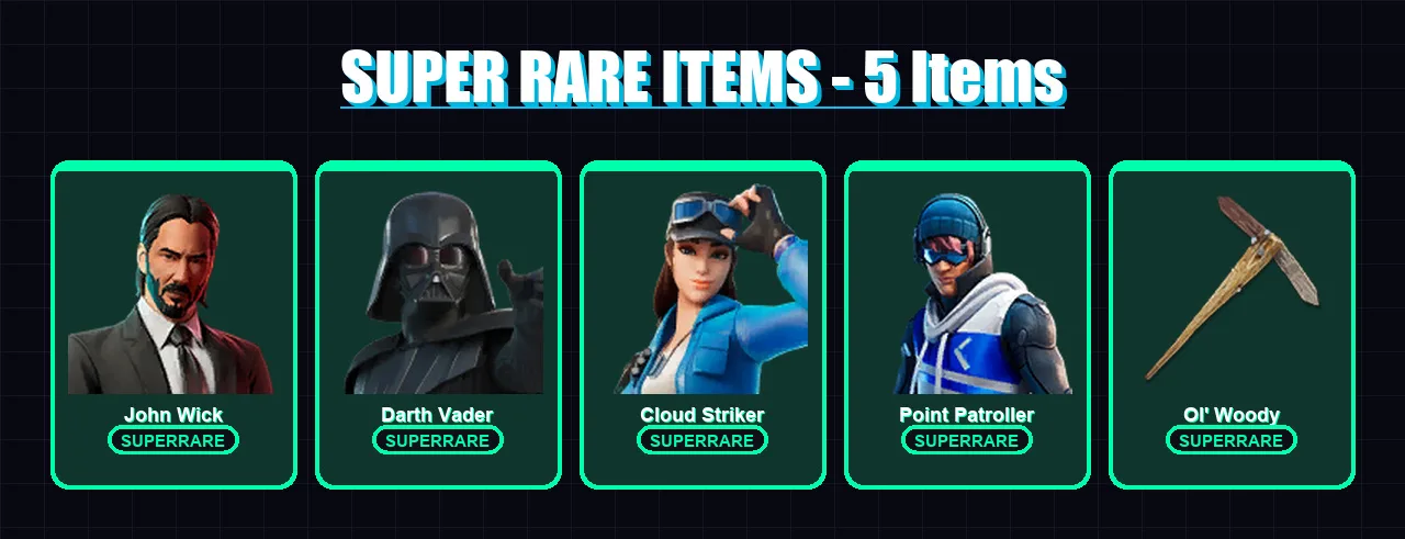[PS4/PS5/XBOX/PC] | John Wick | Darth Vader | Cloud Striker | Point Patroller | Zeus | 178 skin | 214 pickaxe | 133 emote | 160 glider | Lv2325