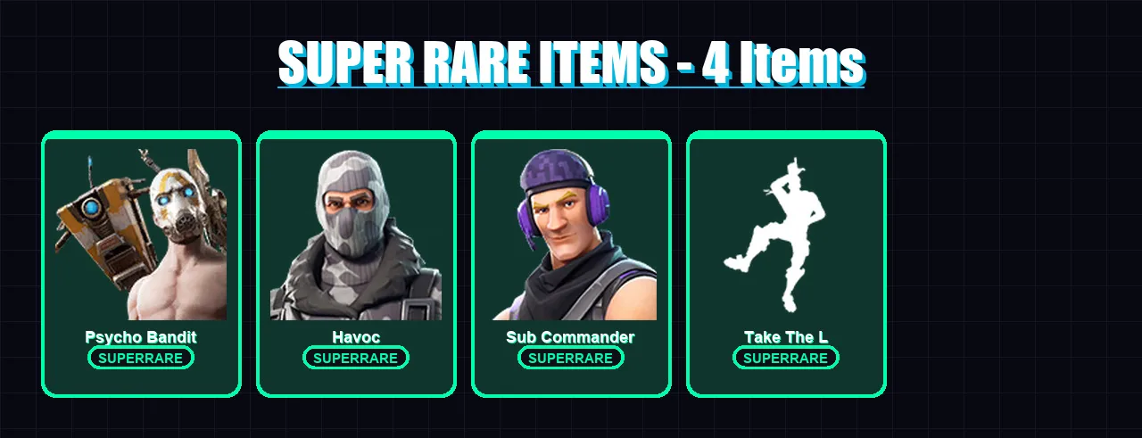 [PC/XBOX/PSN] | Psycho Bandit | Havoc | Sub Commander | The Imagined | Era | 16 skin | 18 pickaxe | 12 emote | 20 glider | Lv226