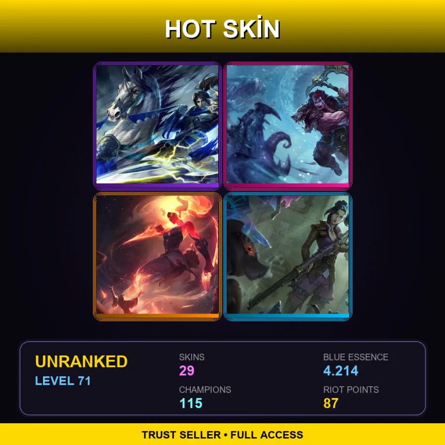 EUNE | Lv71 | Unranked | 29 Skin | 115 Champ — LoL account