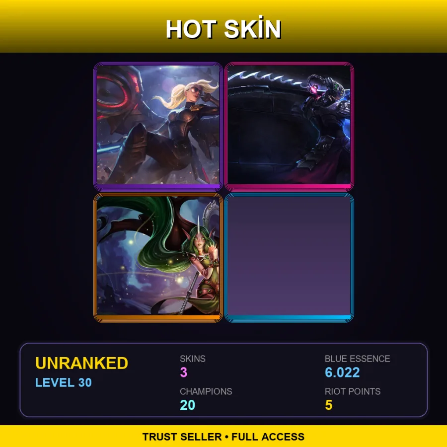 EUNE | Lv30 | Unranked | 3 Skin | 20 Champ — LoL account