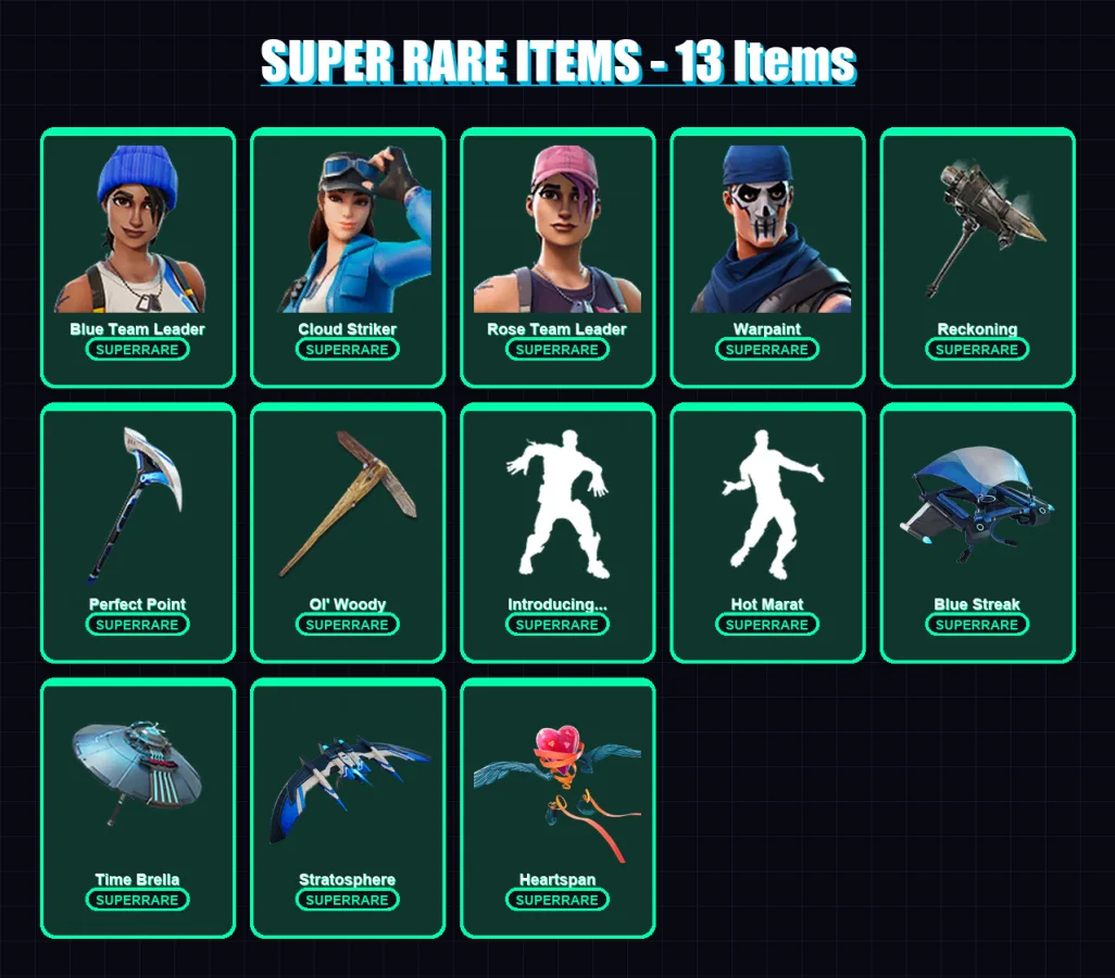 [PS4/PS5/XBOX/PC] | Blue Team Leader | Cloud Striker | Rose Team Leader | Warpaint | Drift | 140 skin | 150 pickaxe | 105 emote | 130 glider | Lv182 — Fortnite account