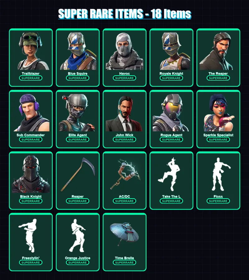 [PC/XBOX/PSN] | Trailblazer | Blue Squire | Havoc | Royale Knight | The Reaper | 88 skin | 79 pickaxe | 83 emote | 78 glider | Lv1261