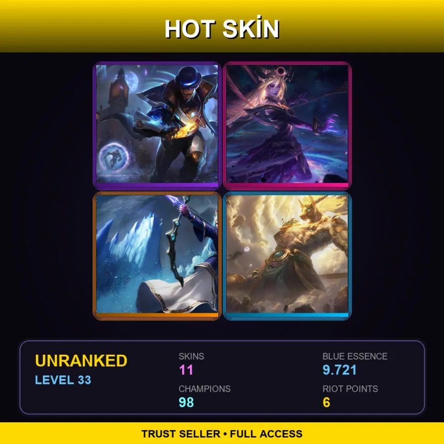 SG | Pulsefire Twisted Fate | Dark Cosmic Lux | Queen Ashe | Lunar Guardian Nasus | 11 Skin | 98 Champ | Lv33