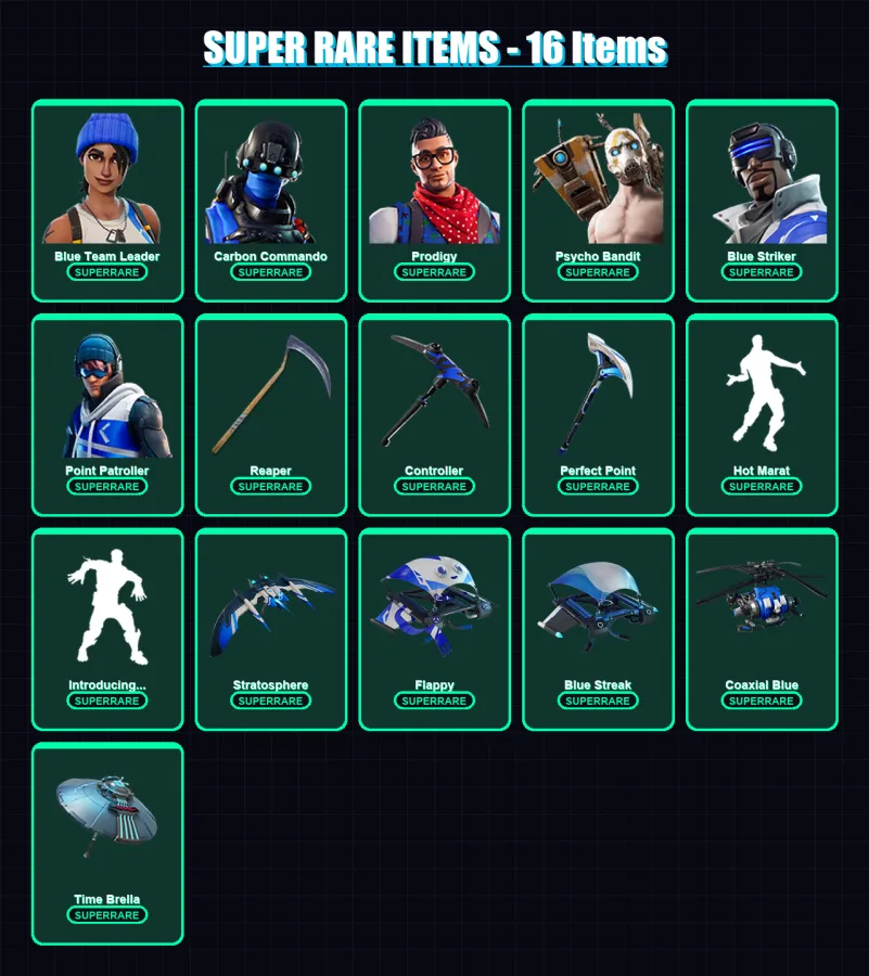 [PS4/PS5/XBOX/PC] | Blue Team Leader | Carbon Commando | Prodigy | 86 skin | Lv1556