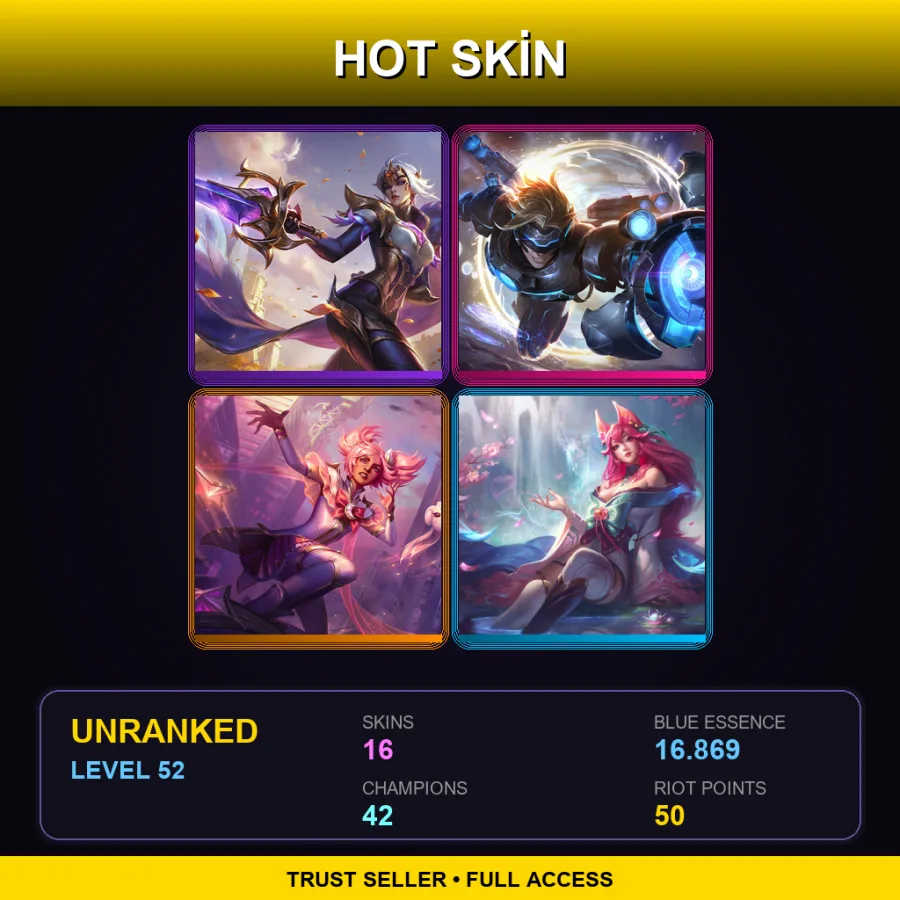 EUW | Lv52 | Unranked | 16 Skin | 42 Champ — LoL account