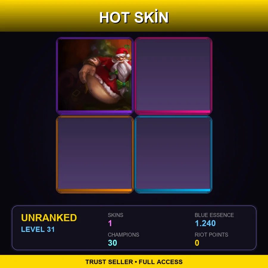 EUW | Lv31 | Unranked | 1 Skin | 30 Champ — Santa Gragas