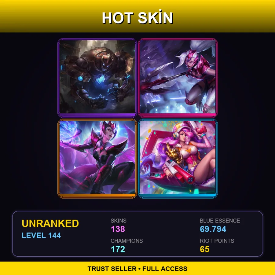 BR | Lv144 | Unranked | 138 Skin | 172 Champ — LoL account