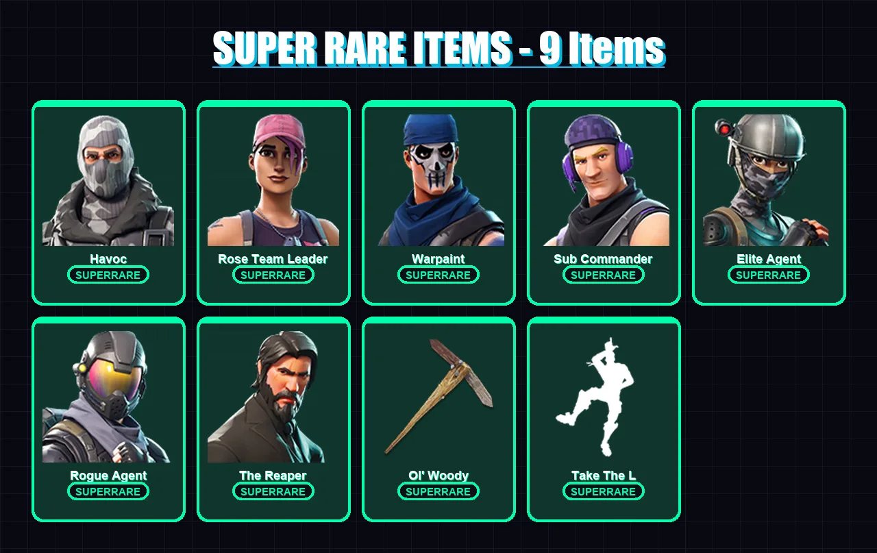 [PC/XBOX/PSN] | Havoc | Rose Team Leader | Warpaint | Sub Commander | Elite Agent | 23 skin | 23 pickaxe | 25 emote | 18 glider | Lv183