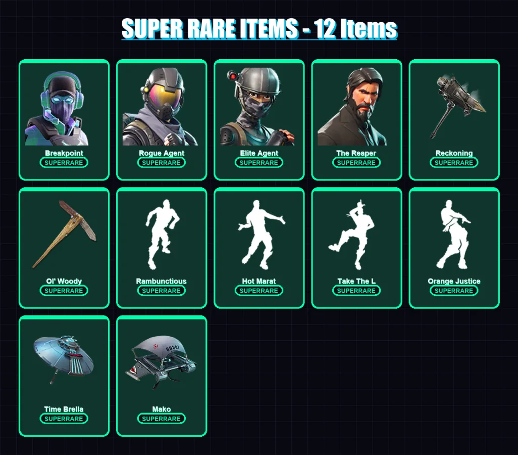 [PC] | Breakpoint | Rogue Agent | Elite Agent | The Reaper | Valeria | 316 skin | 364 pickaxe | 284 emote | 256 glider | Lv3129