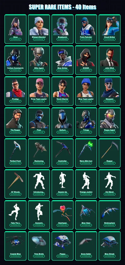 [PC/XBOX] | Glow | Blizzard Bomber | Breakpoint | Point Patroller | Cloud Striker | 265 skin | 210 pickaxe | 230 emote | 204 glider | Lv2727
