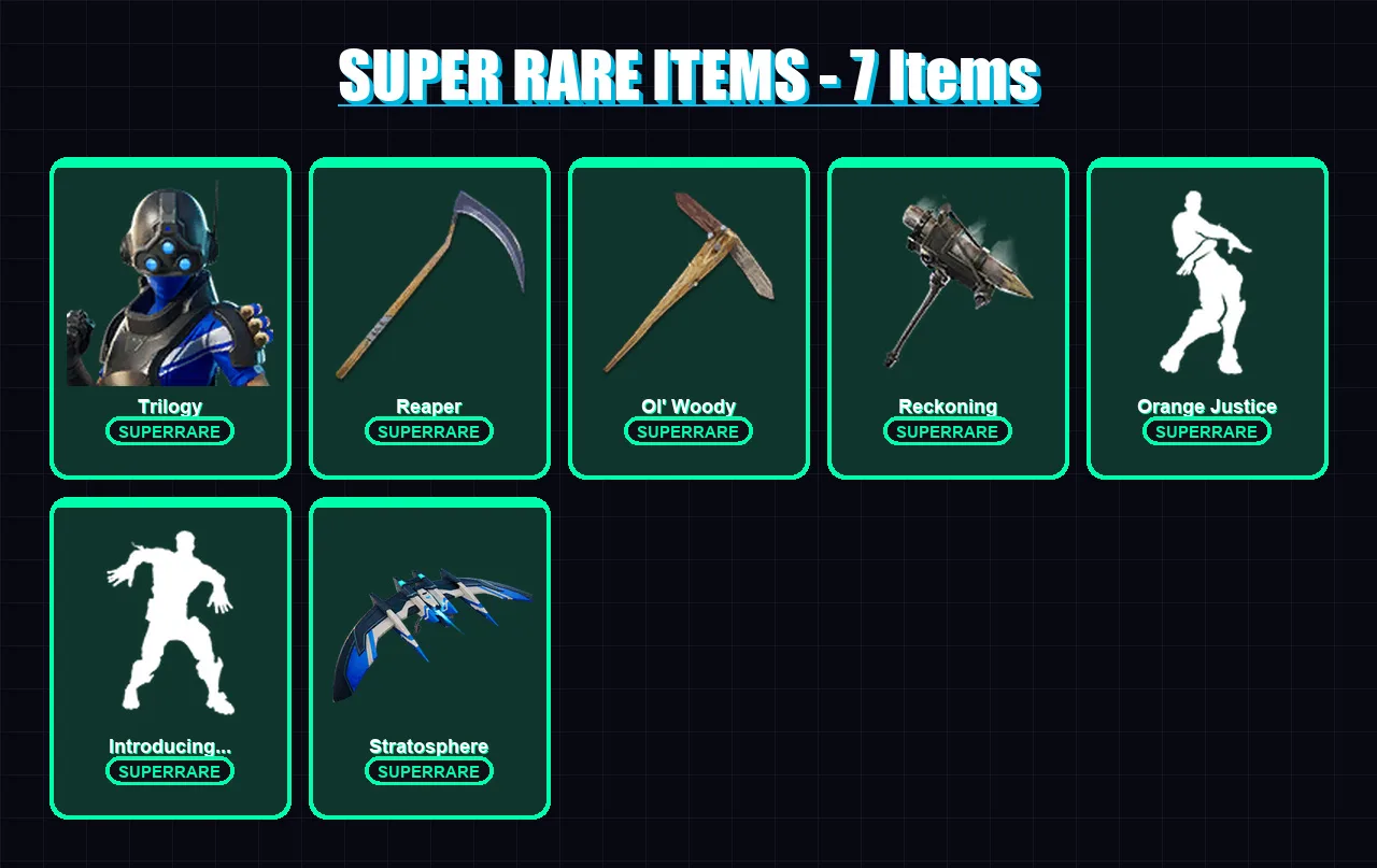 [PC] | Trilogy | Blackheart | Sentinel | Lynx | Zenith | 130 skin | 128 pickaxe | 118 emote | 97 glider | Lv1114