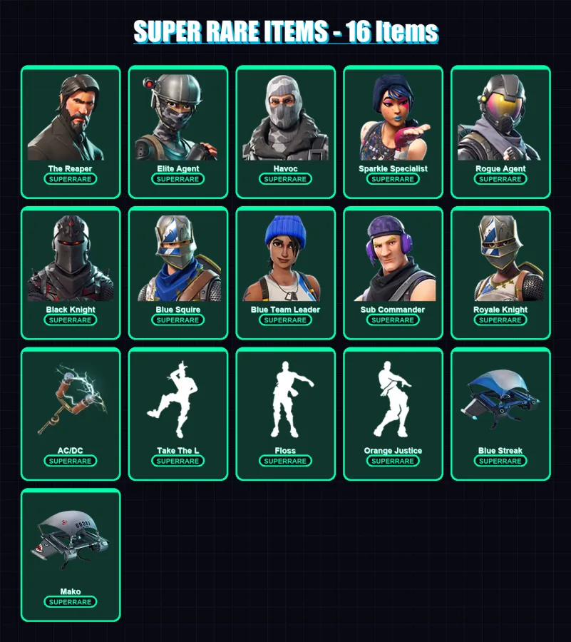 [PS4/PS5/XBOX/PC] | The Reaper | Elite Agent | Havoc | Sparkle Specialist | Rogue Agent | 18 skin | 11 pickaxe | 18 emote | 16 glider | Lv240