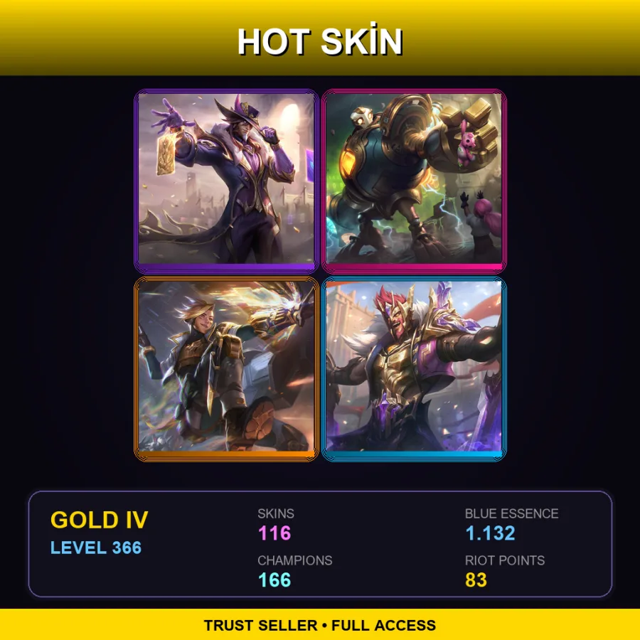 LAS | Lv366 | Gold IV | 116 Skin | 166 Champ