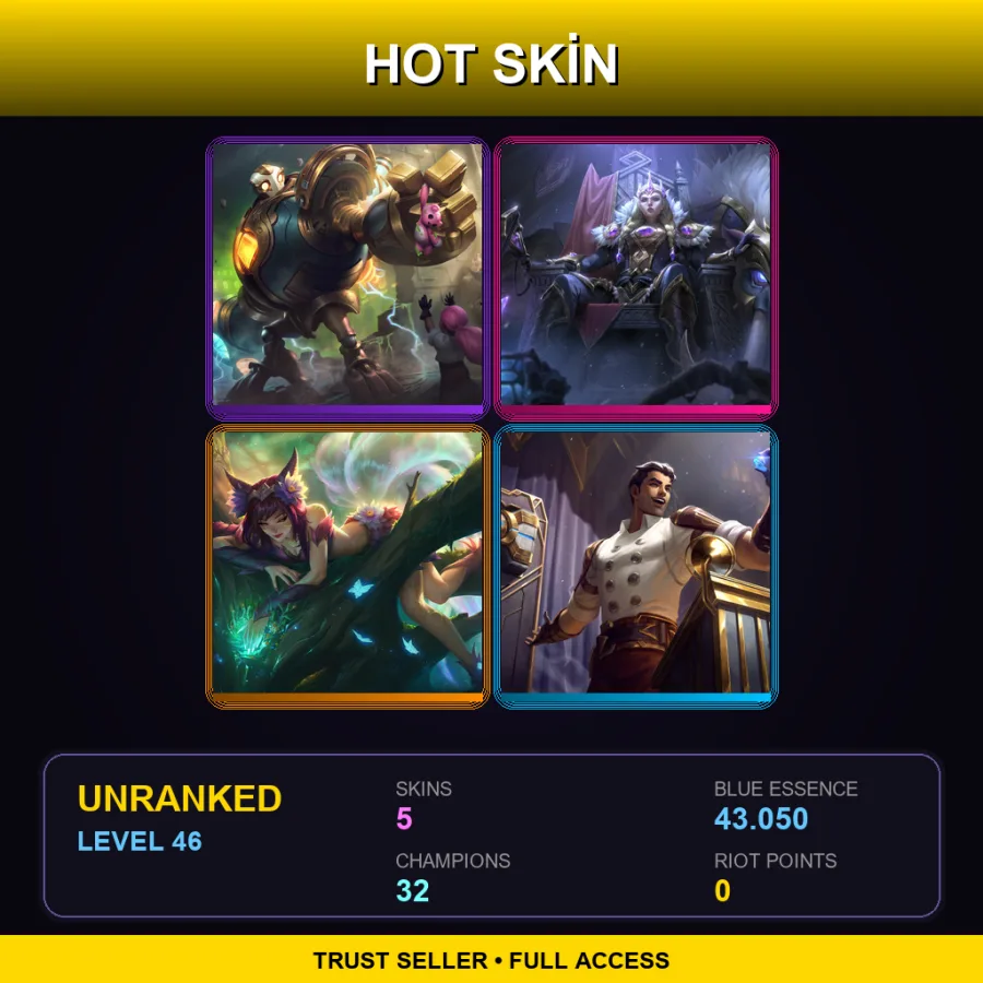 EUW | Lv46 | Unranked | 5 Skin | 32 Champ