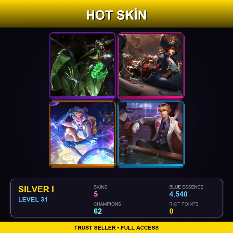 EUNE | Lv31 | Silver I | 5 Skin | 62 Champ