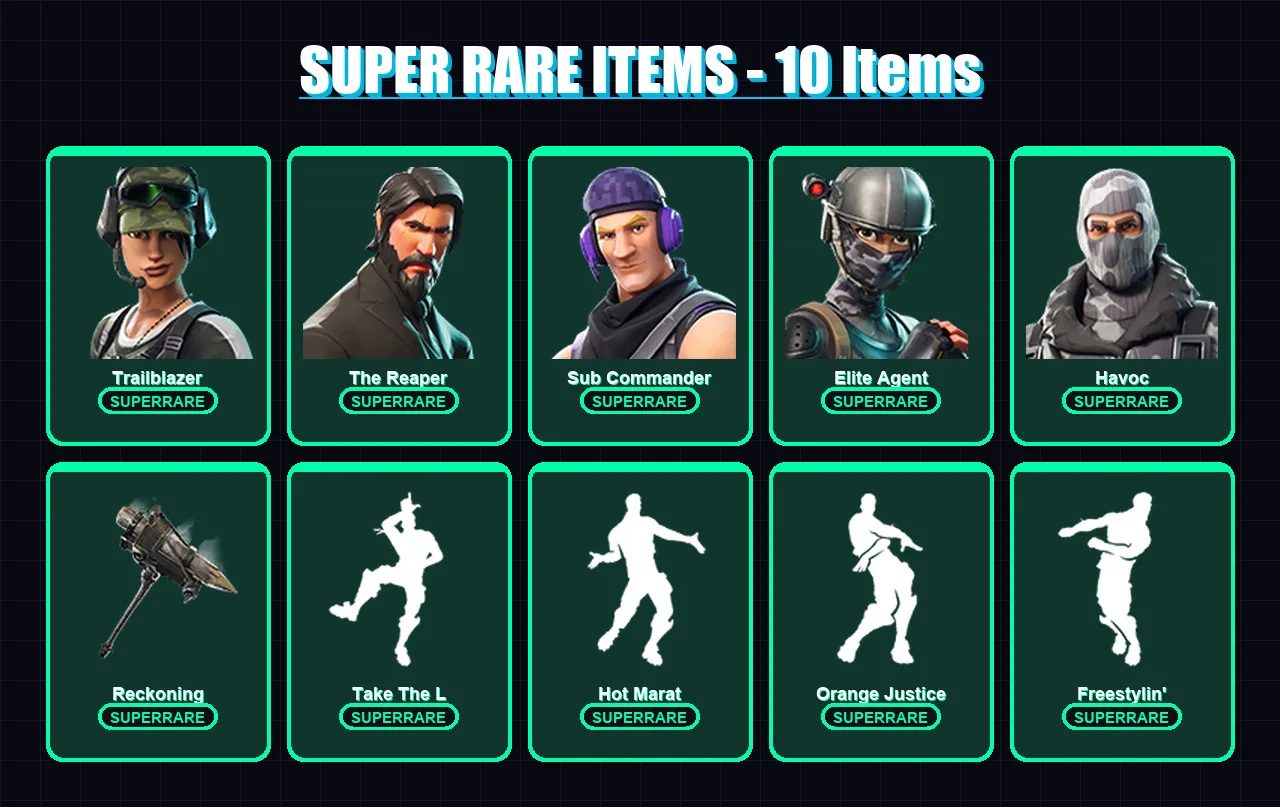 [PC/XBOX/PSN] | Trailblazer | The Reaper | Sub Commander | Elite Agent | Havoc | 26 skin | 18 pickaxe | 27 emote | 23 glider | Lv259