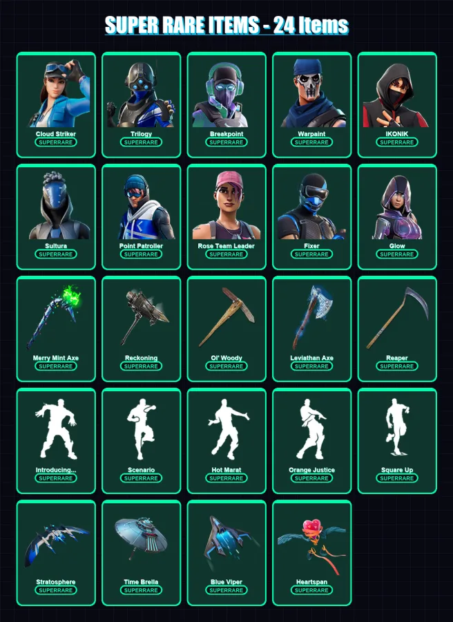 [PC/XBOX] | Cloud Striker | Trilogy | Breakpoint | Warpaint | IKONIK | 135 skin | 147 pickaxe | 142 emote | 134 glider | Lv1734 — Fortnite account